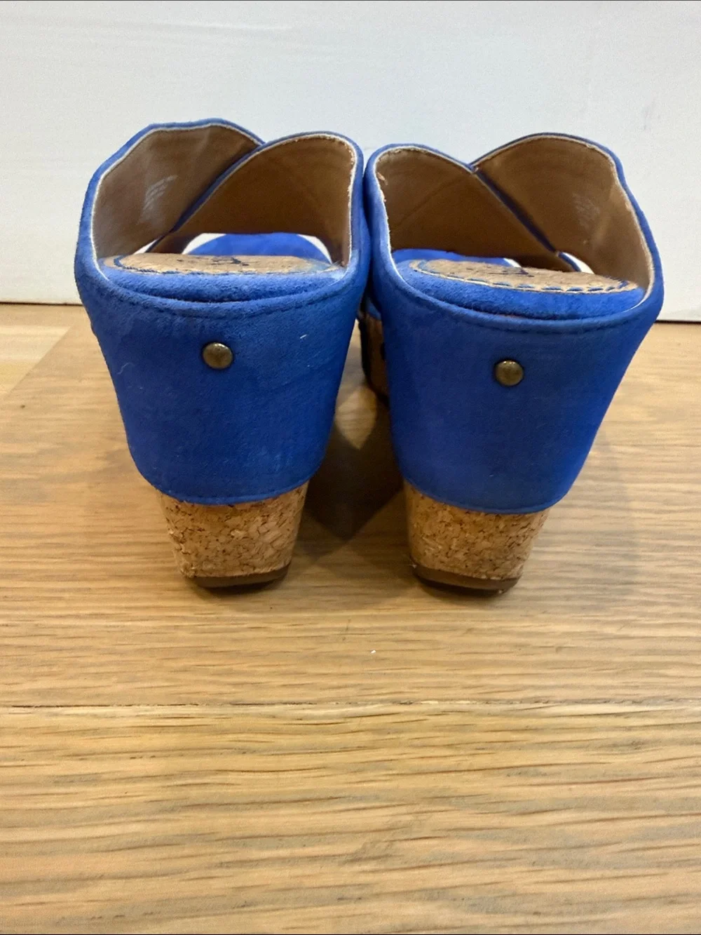 Splendid Royal Blue Suede Crisscross Platform Wedge